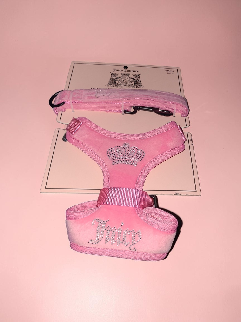 Juicy Couture Pink Gem Embellished Dog Harness & Leash Set